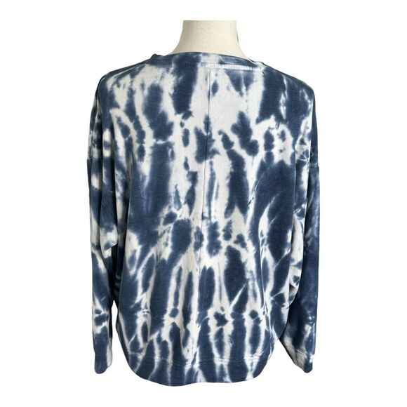 BANANA REPUBLIC Blue & White TIE-DYE Long‎ Sleeve OVERSIZED Sweatshirt Medium - Picture 5 of 13